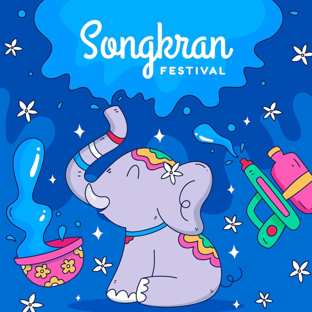 Hand drawn songkran illustration