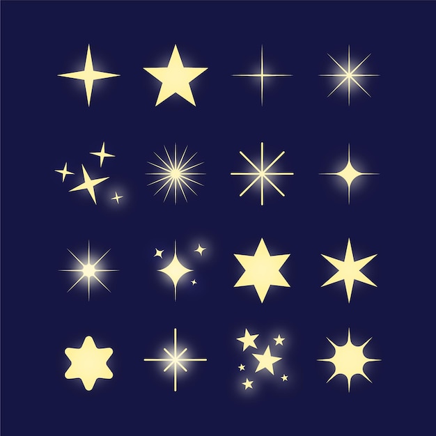 Vector hand drawn sparkling stars collection