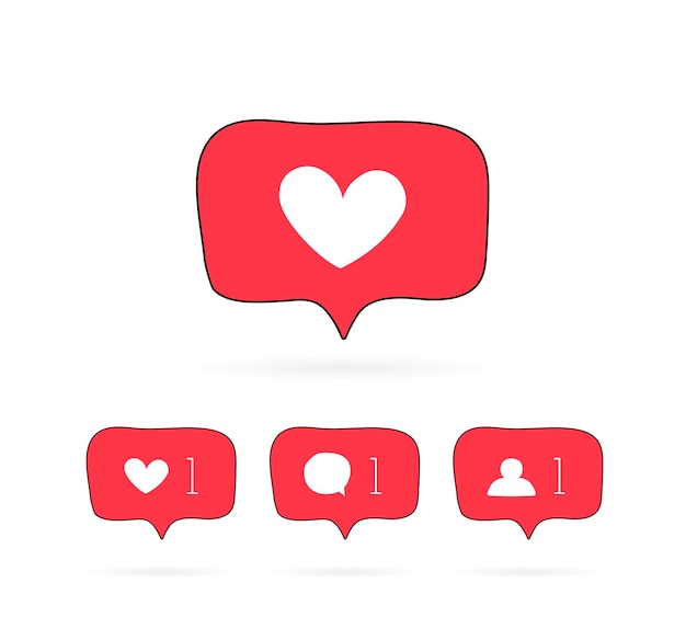 Vector hand drawn speech bubble new notification icon. social media like, comment, follower. modern flat vector illustration.