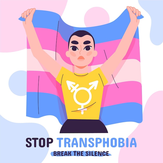 Vector hand drawn stop transphobia illustration