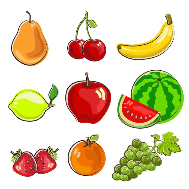 hand drawn style icon of fruits