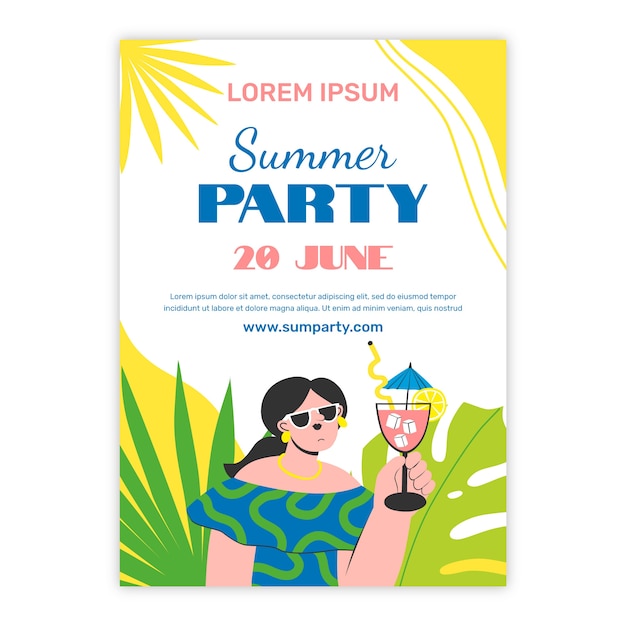 Hand drawn summer party flyer