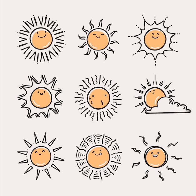 Hand drawn sun drawing illustration