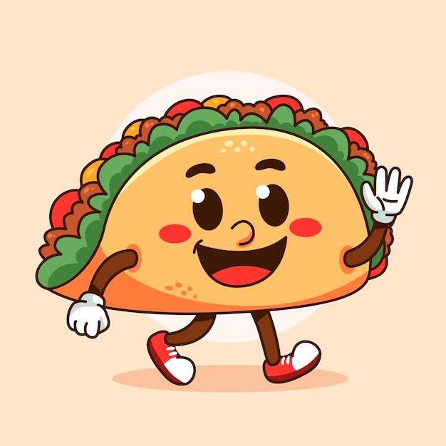 Hand drawn taco cartoon illustration