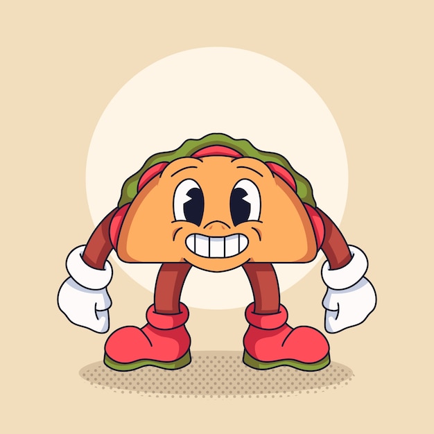 Hand drawn taco cartoon illustration