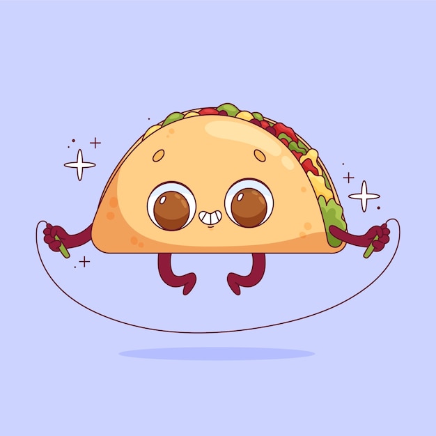 Hand drawn taco cartoon illustration