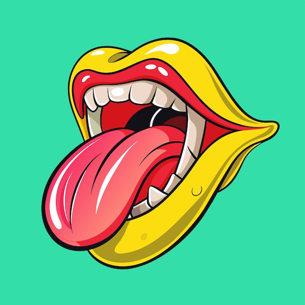 Vector hand drawn tongue illustration