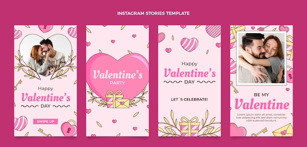 Hand drawn valentine's day instagram stories collection