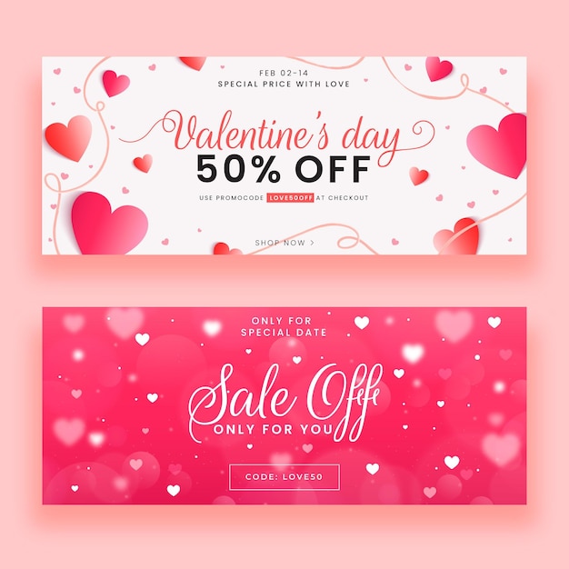 Hand drawn valentines day sale banners template