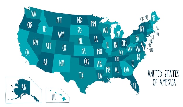 Hand drawn vector map of the United States of America. 