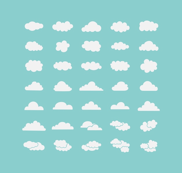 Hand Drawn Vector Sky Clouds