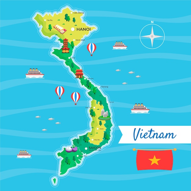 Vector hand drawn vietnam map illustration