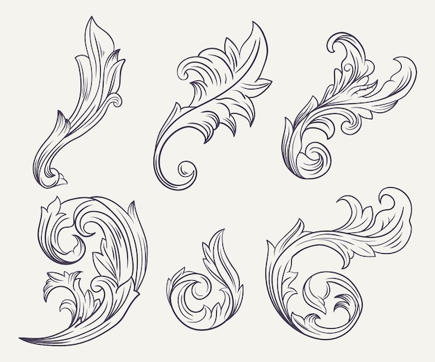 hand drawn vintage decorative shapes collection