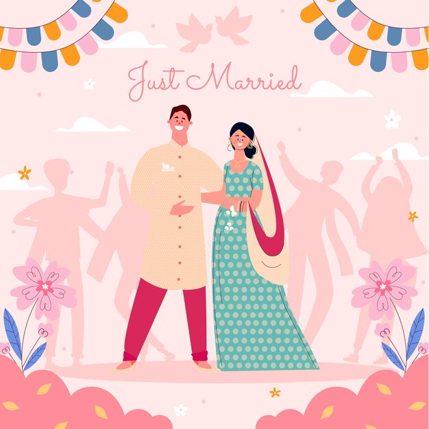 Vector hand drawn wedding illustration