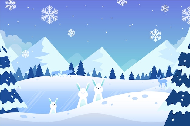 Hand drawn winter landscape wallpaper