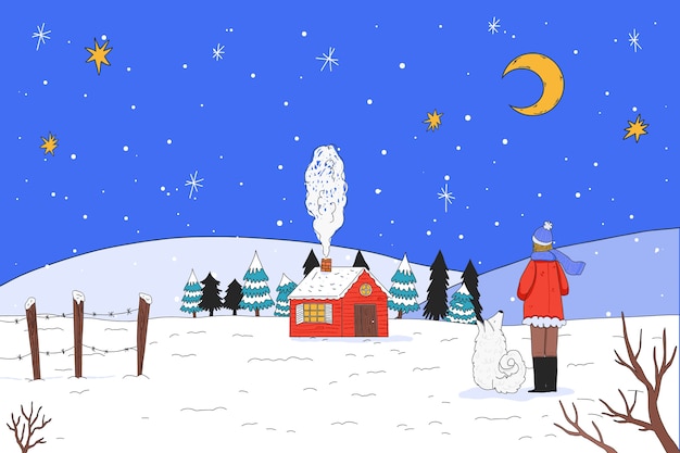 Hand drawn winter season celebration background