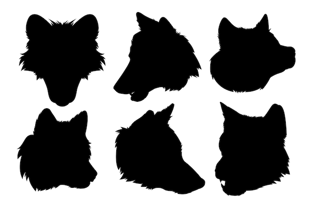 Vector hand drawn wolf head silhouette