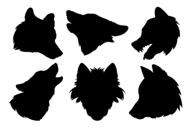 Hand drawn wolf head silhouette