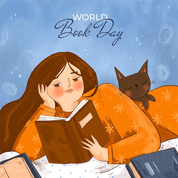 Hand drawn world book day illustration