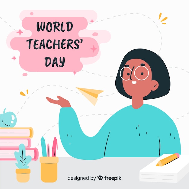 Hand drawn world teachers' day