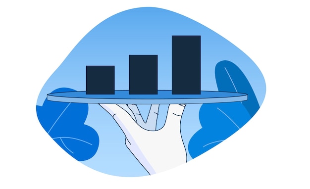 Hand draws a growing chart like a dish Business service concept Modern flat style