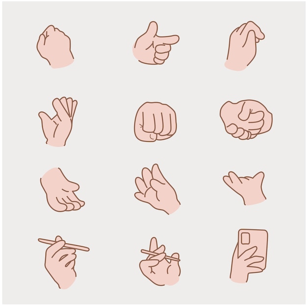 hand gesture collection vector illustrations set3