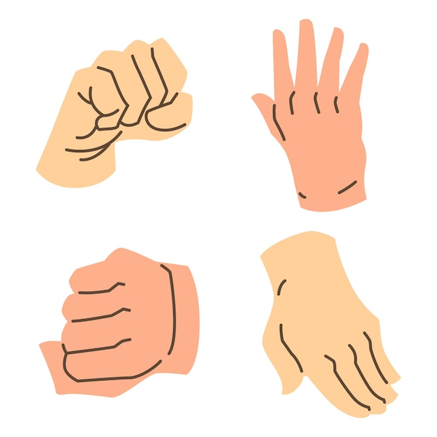 Vector hand illustration set in various skin and pose