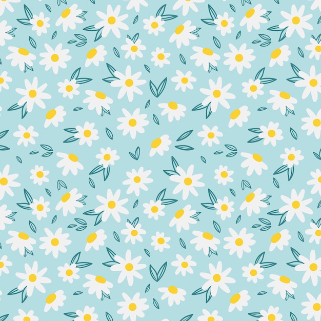 Vector hand painted abstract floral pattern