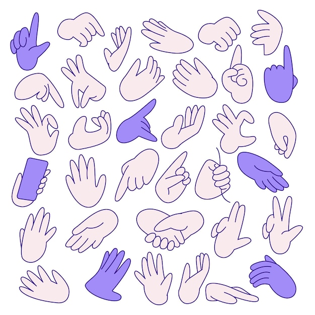 Vector hand poses and gestures