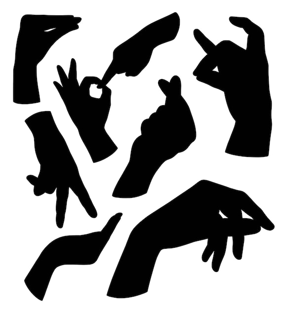 Hand sign silhouettes