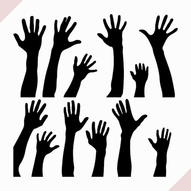 Vector hand silhouette various positions of hand vector set