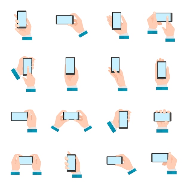 Hand With Phone Icons