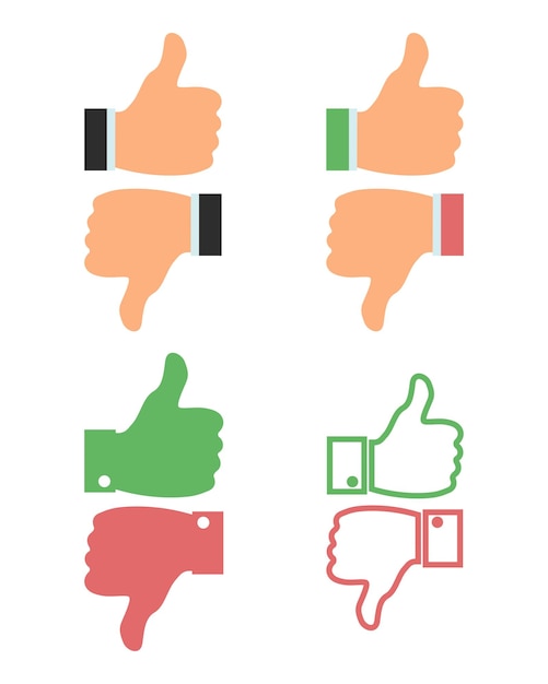 Vector hand with a thumb up and down like and dislike