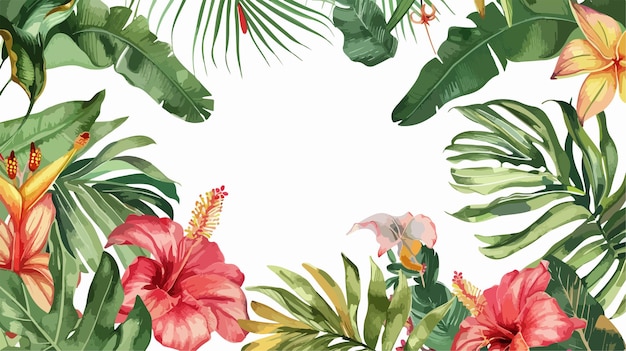 Vector handdrawn liana jungle frame with flowers vector illustration