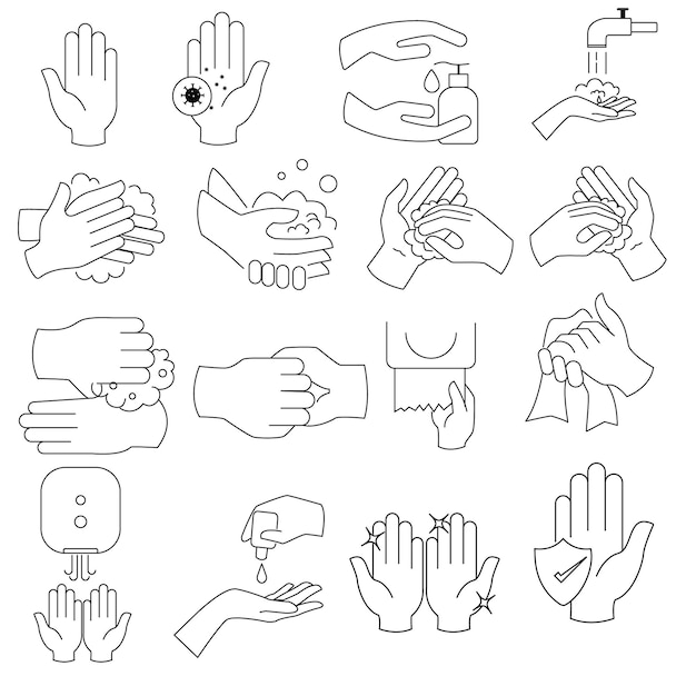 Vector hands and arms vector hands vector line icons set cartoon hands human palms and wrist vector set