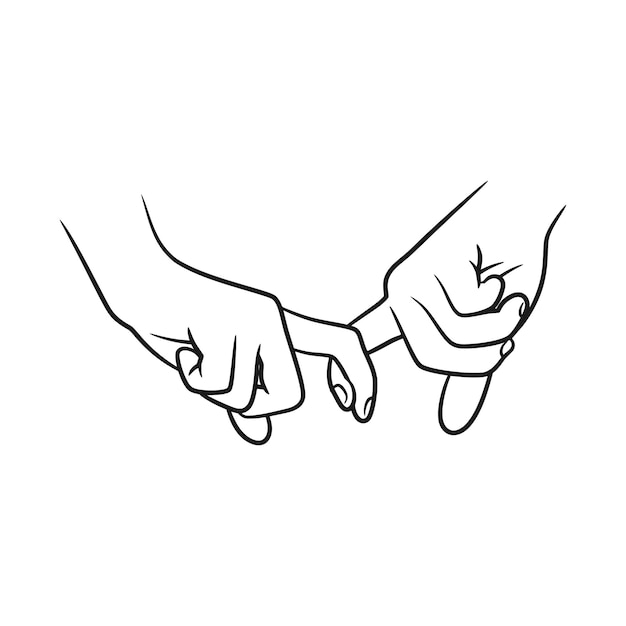 Hands couple line art illustration