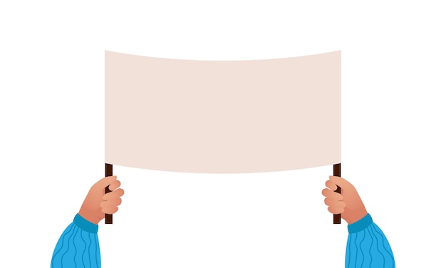 Hands holding blank placard vector illustration