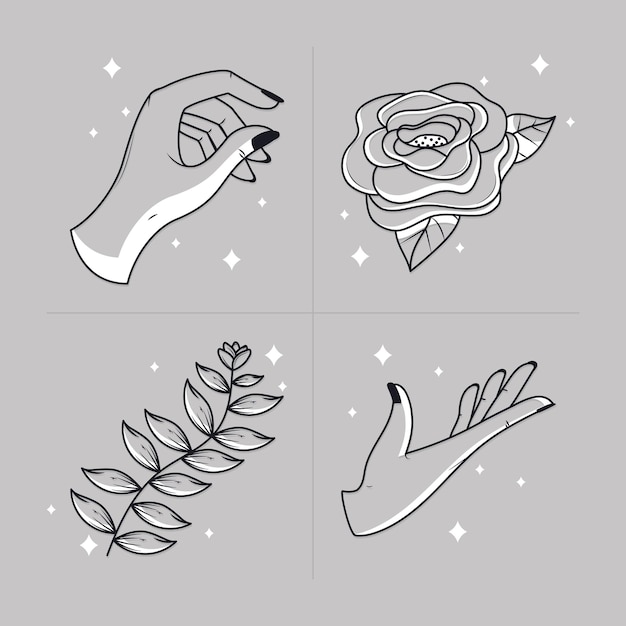 Vector hands and nature icon set