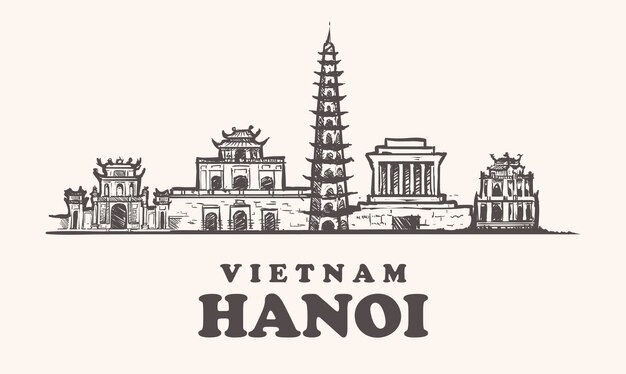 Vector hanoi skyline, vietnam