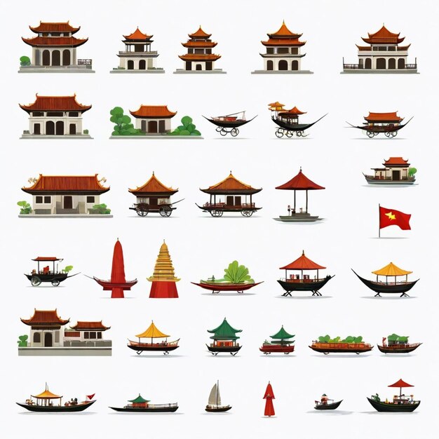 Vector hanoi vector set white background isolated a high quality