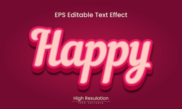 Happy 3d text effect vector