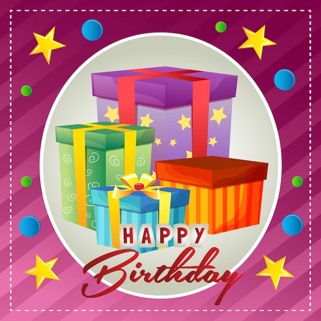 happy birthday card with present box