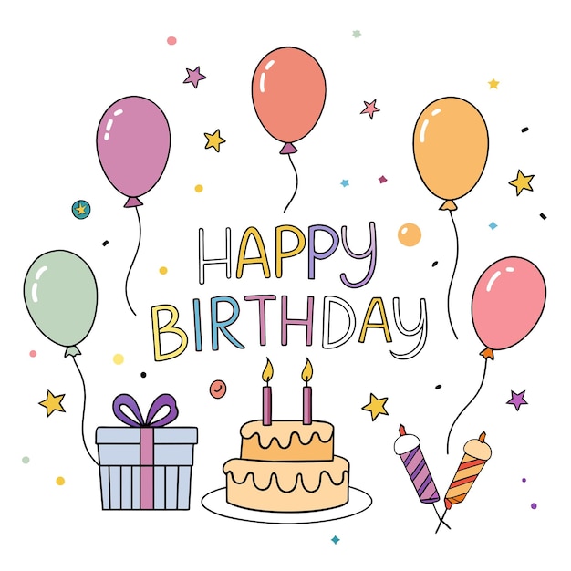 Happy Birthday Day greeting Card vector illustration