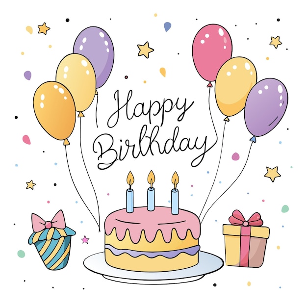 Happy Birthday Day greeting Card vector illustration