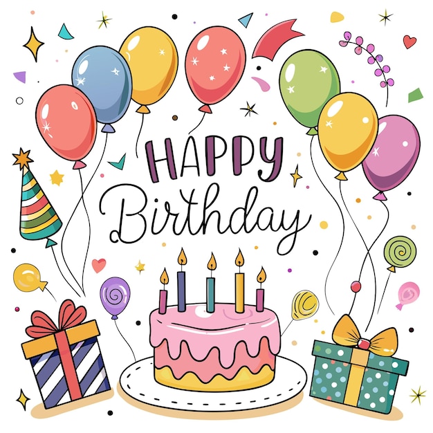 Happy Birthday Day greeting Card vector illustration