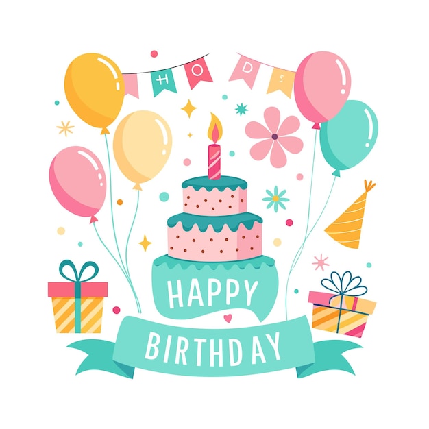 Vector happy birthday poster greeting card design vector illustration