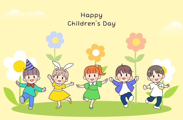 Vector happy childrens day illustration in korea