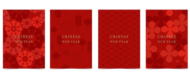 Vector happy chinese new year on red background with flower