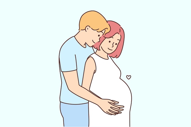 Happy couple excited with pregnancy