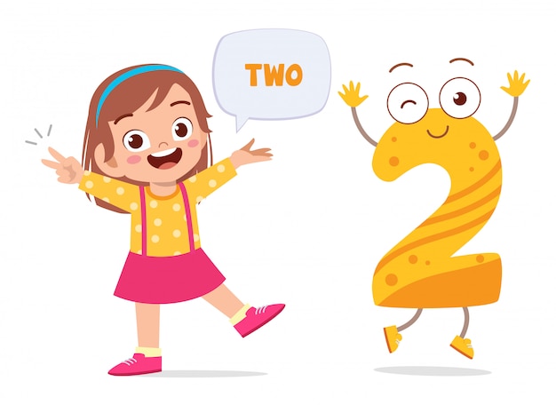 Vector happy cute little kid study number character